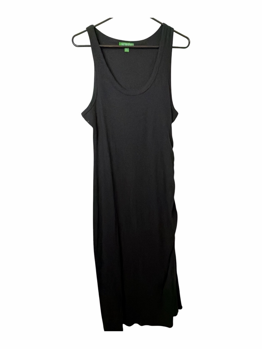 J. Crew Black Sleeveless Ribbed Tank Side Ruched Midi Dress